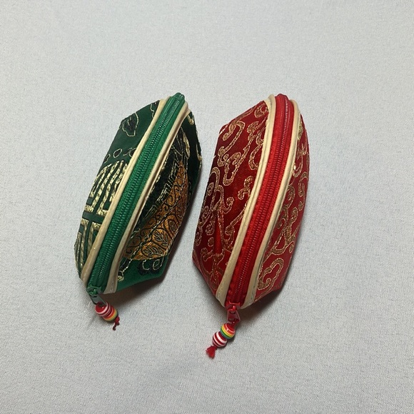 NEW Embroidered Zipper Coin Purse / Jewelry Bag Pack of 2 - Picture 5 of 6